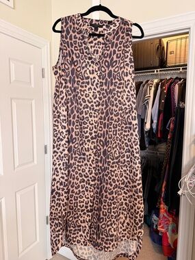 All Saints Leopard Print Sleeveless Maxi Dress